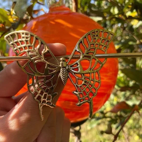 Cottagecore Butterfly Gold Tone Hair accessory with matching hair hair … - Picture 2 of 6